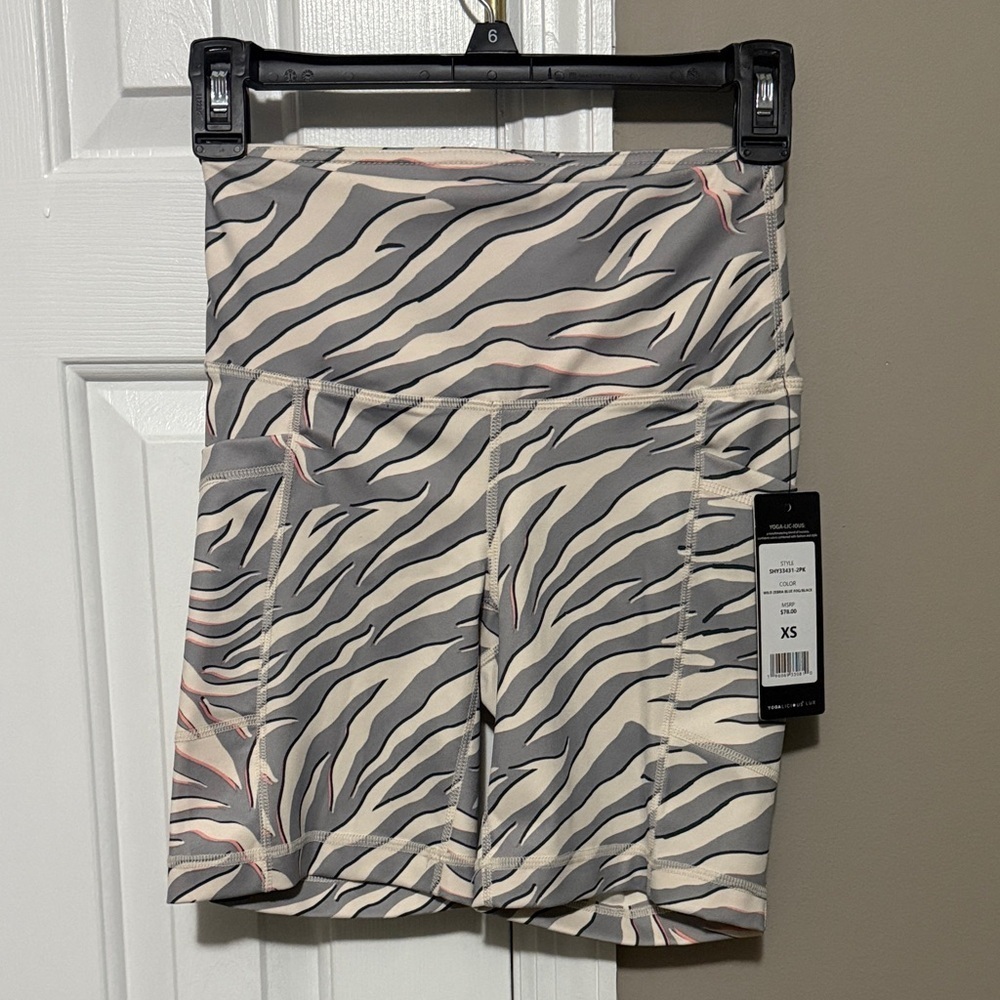 Yogalicious Wild Zebra Blue Fog Bike Shorts [XS] - one pair